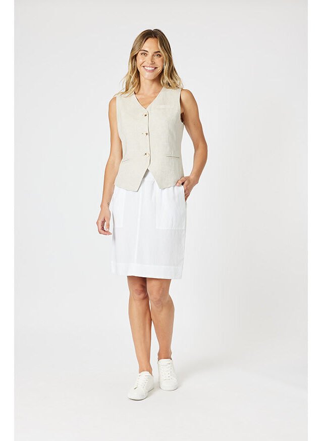 Stitch Hem Skirt White