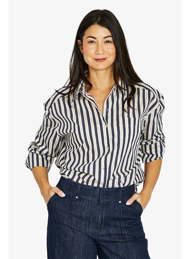 Ribbon Stripe Shirt Ink/Barley