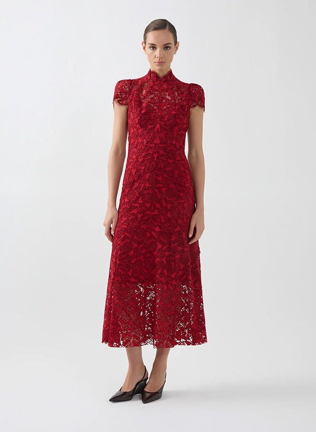 Carmen Midi Dress - Ruby