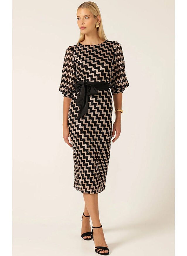 Heart of Paris Dress Black Gold Chevron