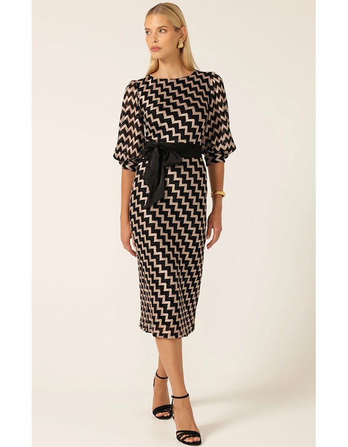 black and gold chevron dress Heart of Paris Dress Black Gold Chevron – daniellewear.net