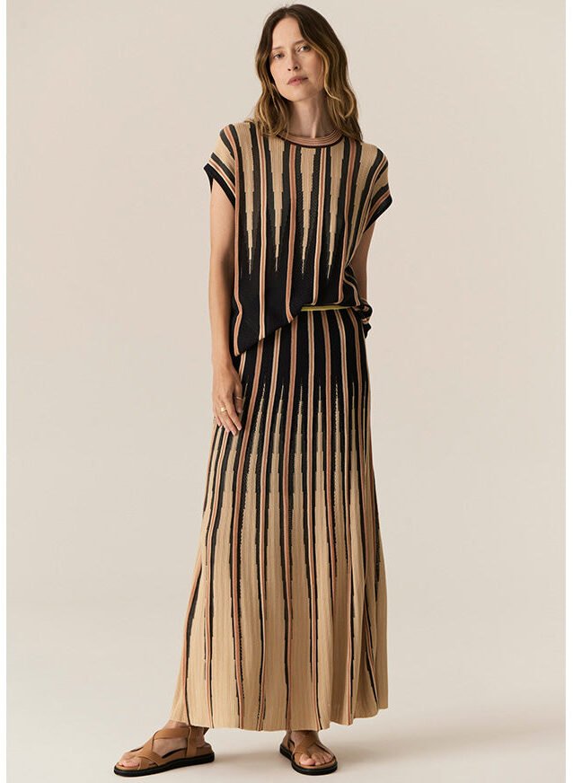 Tedd Knit Skirt Ink/Camel