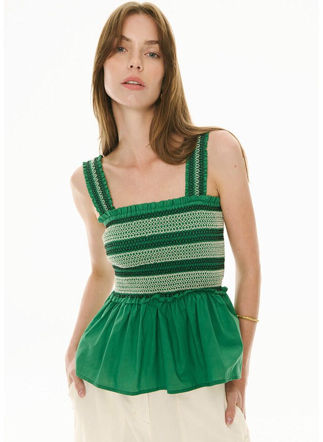 Nova Smocked Tank Green