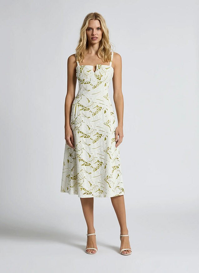 Palm Midi Dress White-Citrus