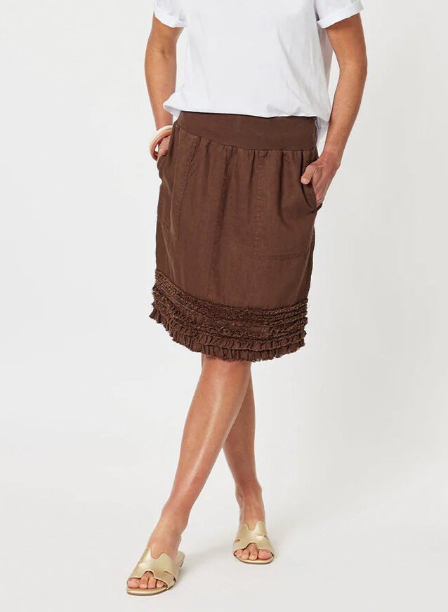 Ruffle Hem Linen Skirt Koko