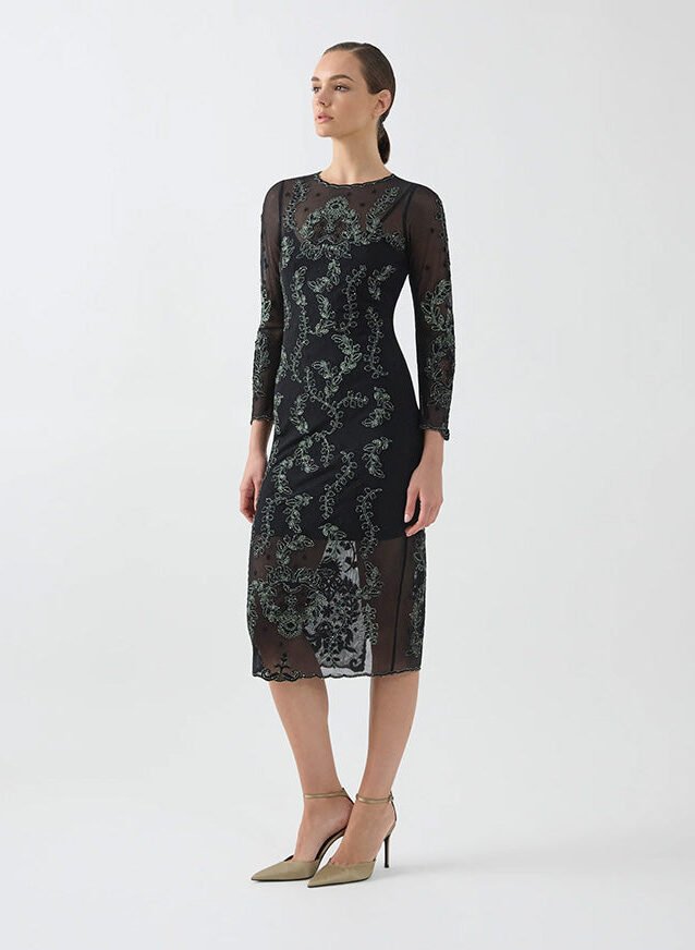 Simone Shift Dress Emerald Black