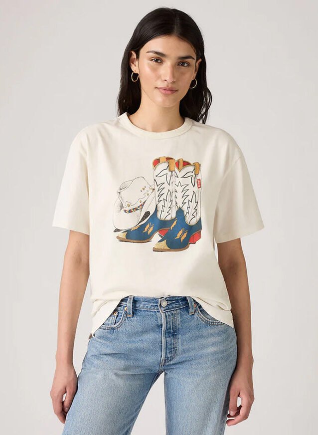 Tabor Tee Cowboy Boot & Hat Egret