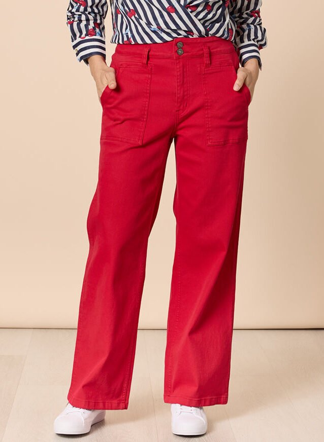 Hudson High Rise Wide Jean Red